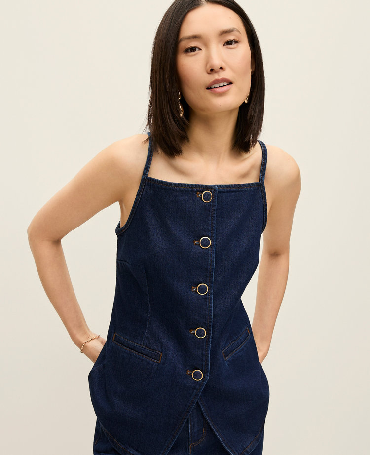 Petite Strappy Denim Vest Top