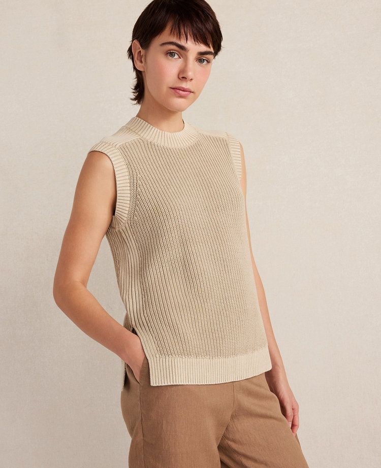 Haven Well Within Garment-Dyed Cotton Shaker Sleeveless Sweater