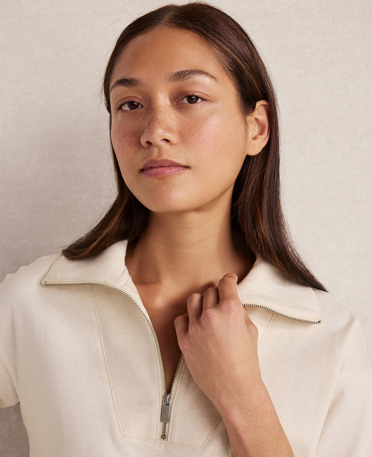 Haven Well Within Botanical-Dyed Organic Cotton Interlock Half-Zip Top