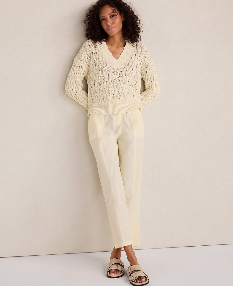 Haven Well Within Slubby Cotton Linen V-Neck Sweater