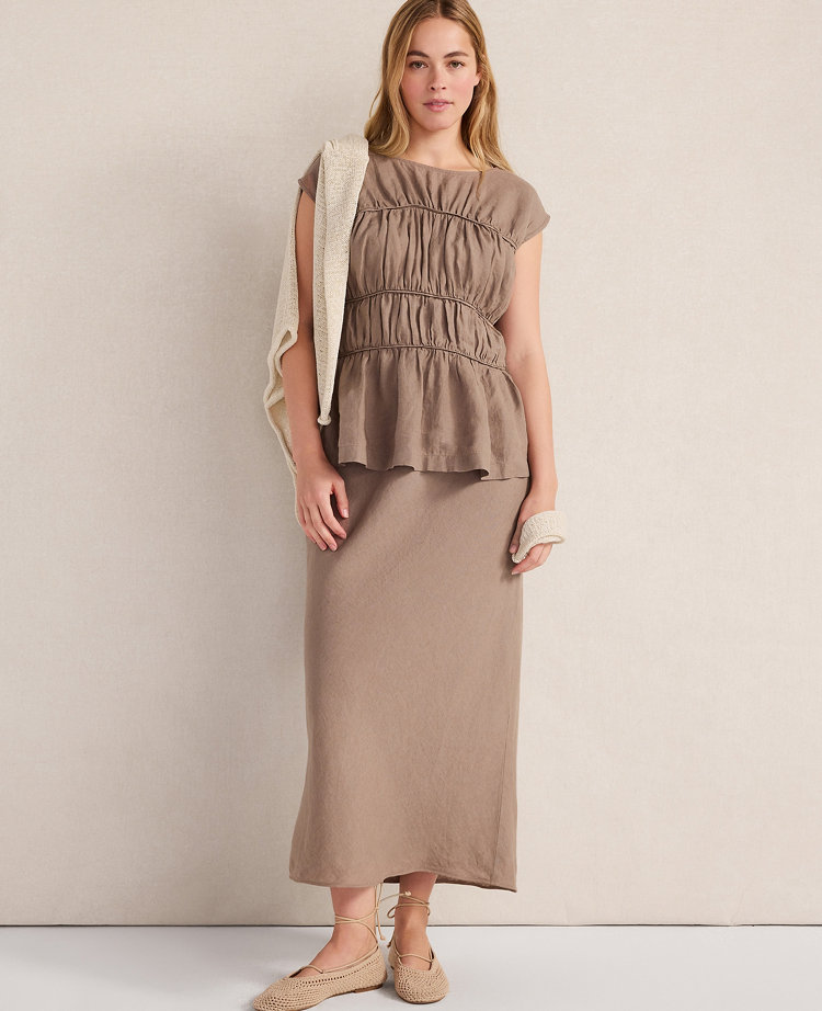 Haven Well Within Linen Shirred Sleeveless Top