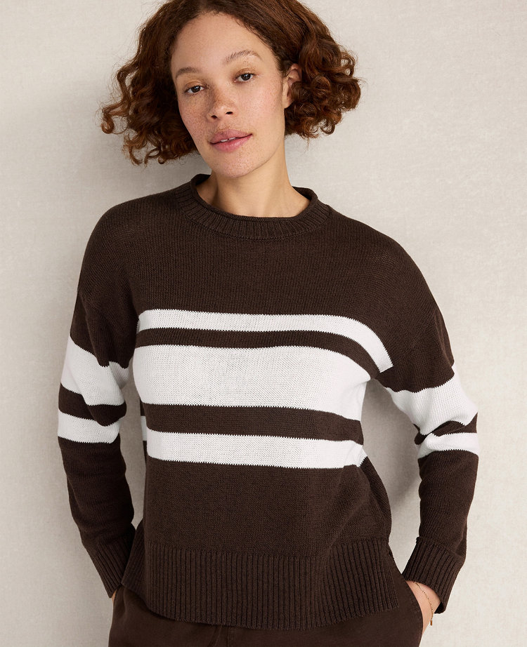 Haven Well Within Cotton Linen Stripe Roll Neck Sweater