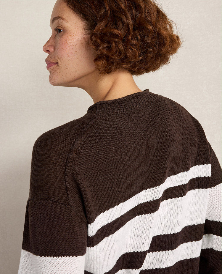 Haven Well Within Cotton Linen Stripe Roll Neck Sweater