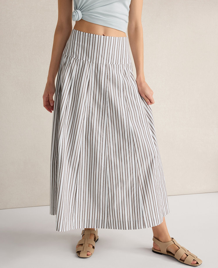 Haven Well Within Organic Cotton Poplin Stripe Drop Waist Skirt