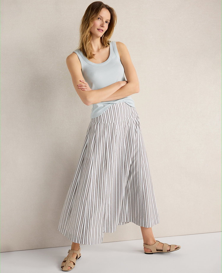 Haven Well Within Organic Cotton Poplin Stripe Drop Waist Skirt