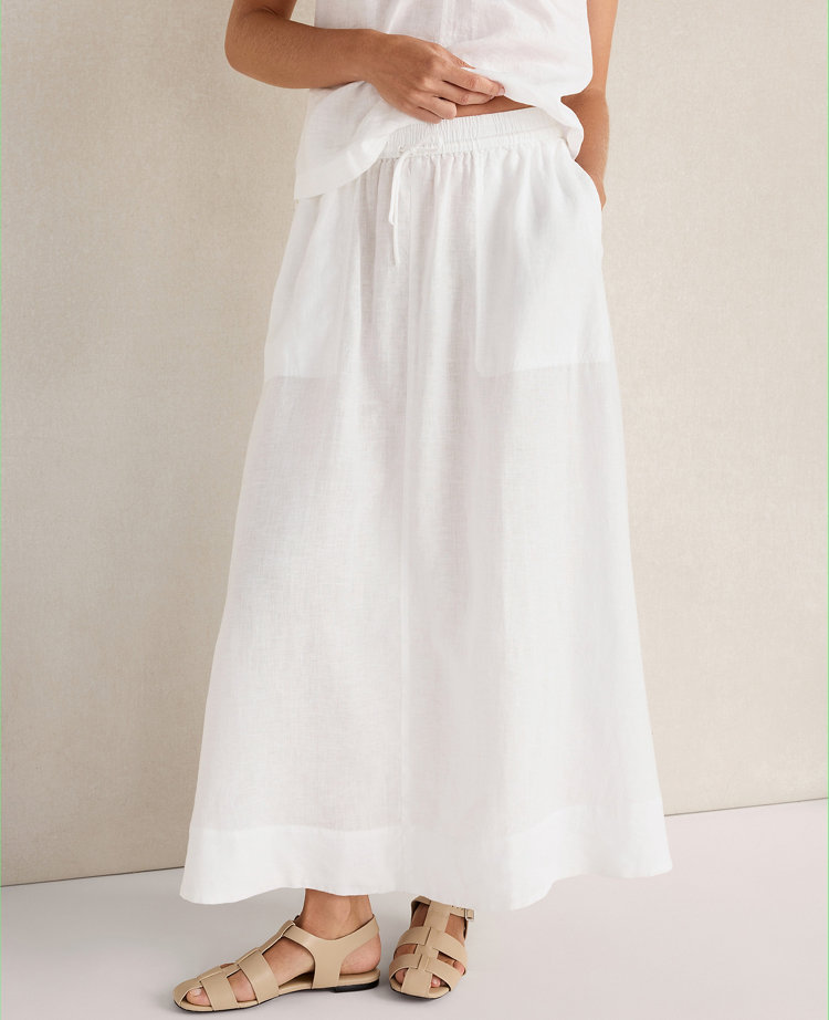 Haven Well Within Linen Drawstring Midi Skirt