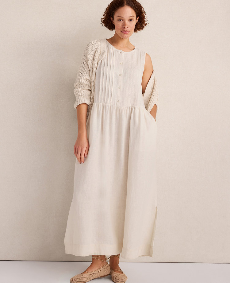 Haven Well Within Linen Pintuck Midi Dress