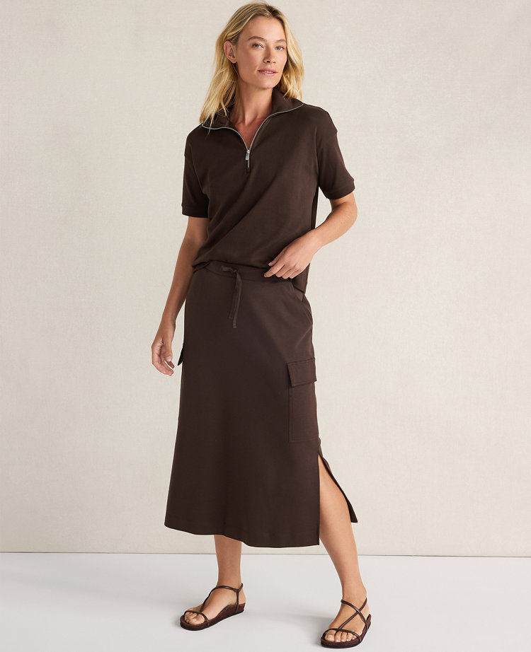 Haven Well Within Organic Cotton Interlock Half-Zip Collared Top