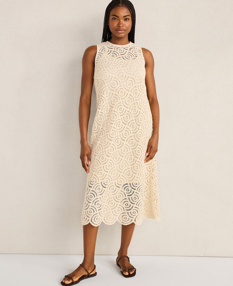 Haven Well Within Cotton Crochet Scalloped Midi Dress
