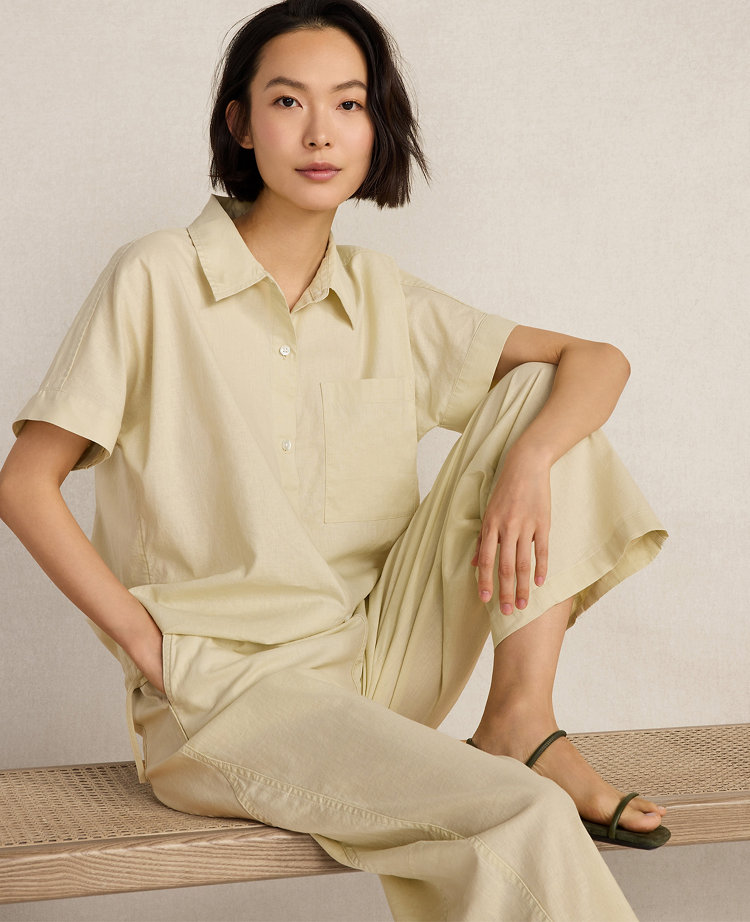 Haven Well Within Organic Cotton Linen Button-Down Top