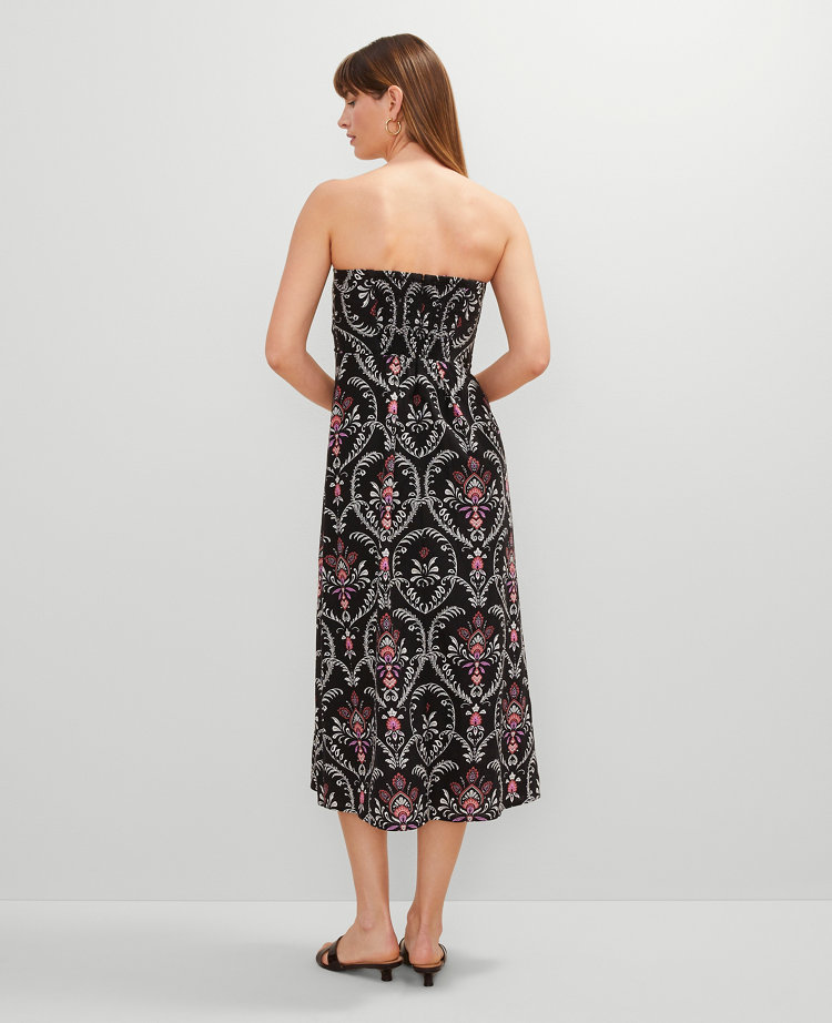 Floral Linen Blend Midi Dress