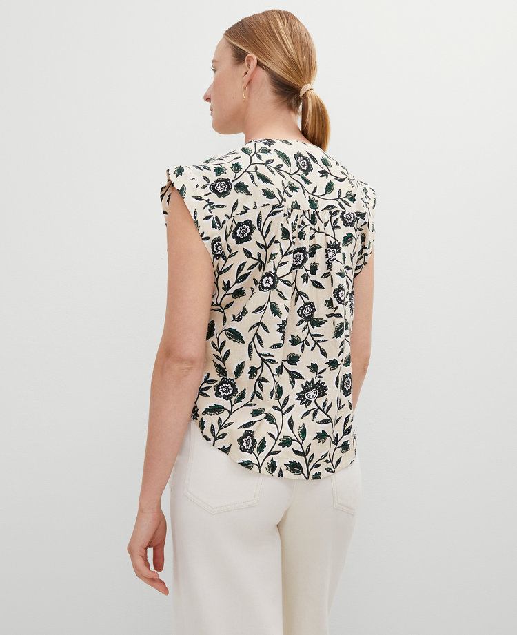 Floral Eyelet Pintucked Top