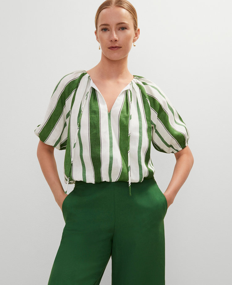 Striped Bubble Hem Blouse