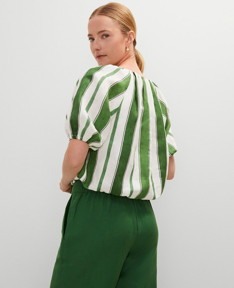 Striped Bubble Hem Blouse