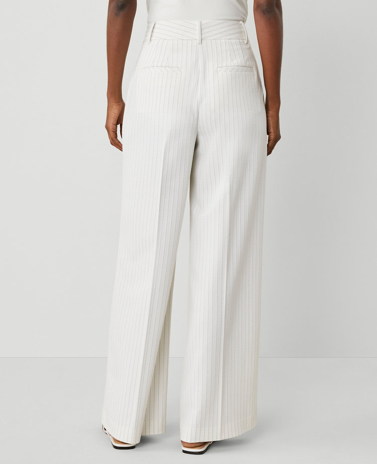 The Petite Pleated Wide-Leg Pant in Pinstripe