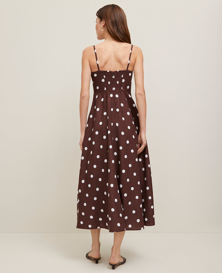 Dotted Linen-Blend Midi Dress