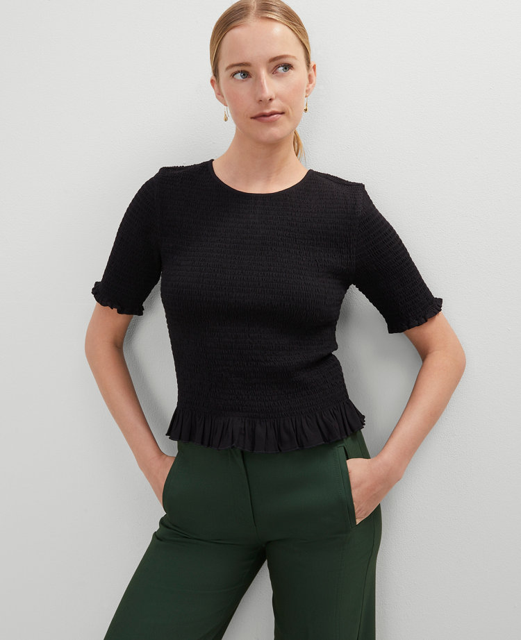 Smocked Ruffle Trimmed Top