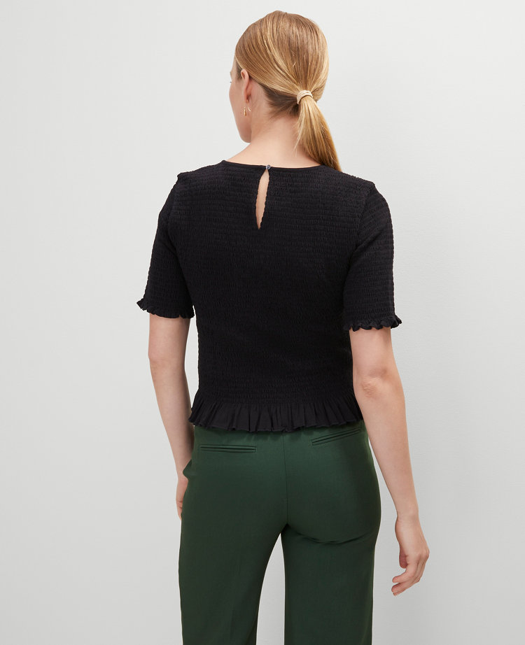 Smocked Ruffle Trimmed Top