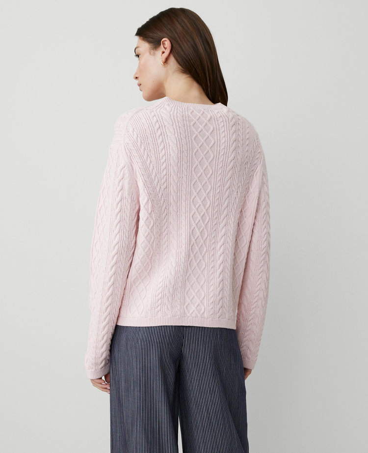 Petite Mixed Cable Mock Neck Sweater