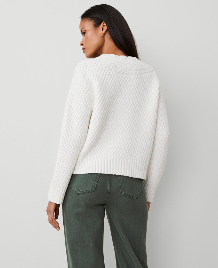 Petite Geo Stitch V-Neck Sweater