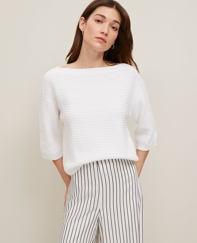 Geo Stitch Boatneck Sweater