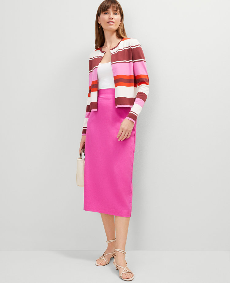 The Clean Midi Skirt in Linen Blend