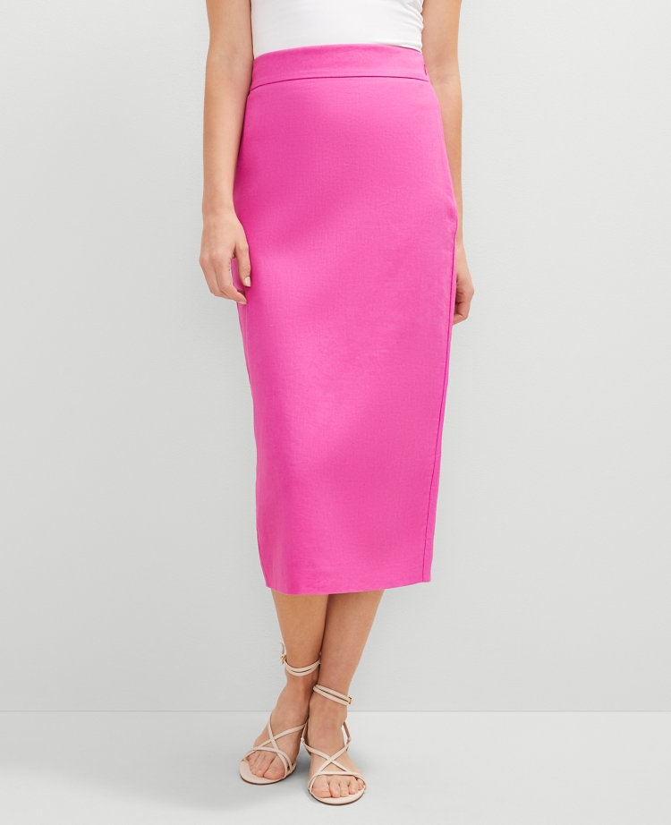 The Clean Midi Skirt in Linen Blend