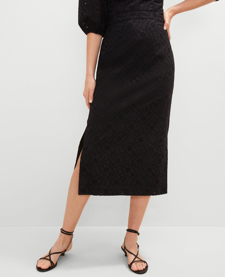 Eyelet Midi Skirt