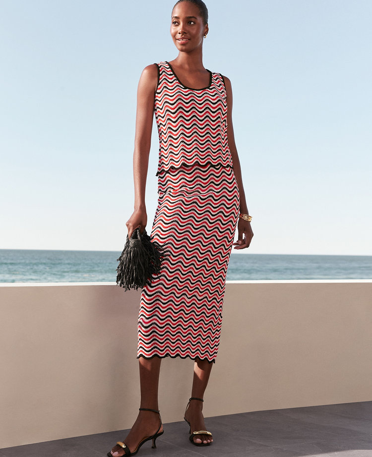 Striped Crochet Sweater Skirt