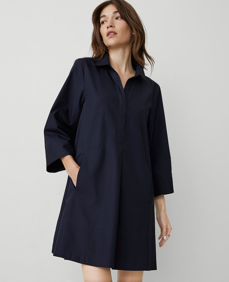 Petite Split-Neck Belted Mini Dress