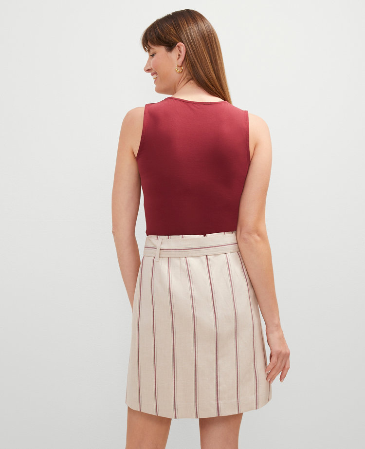 Stripe Belted Wrap Skirt