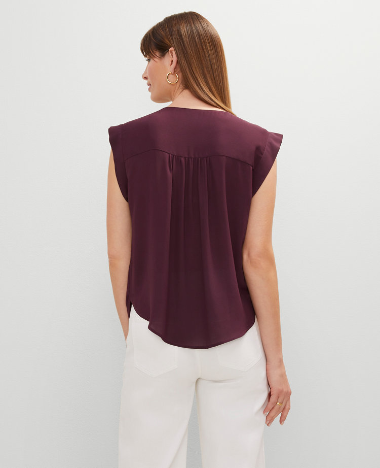 Pintucked Cap Sleeve Top