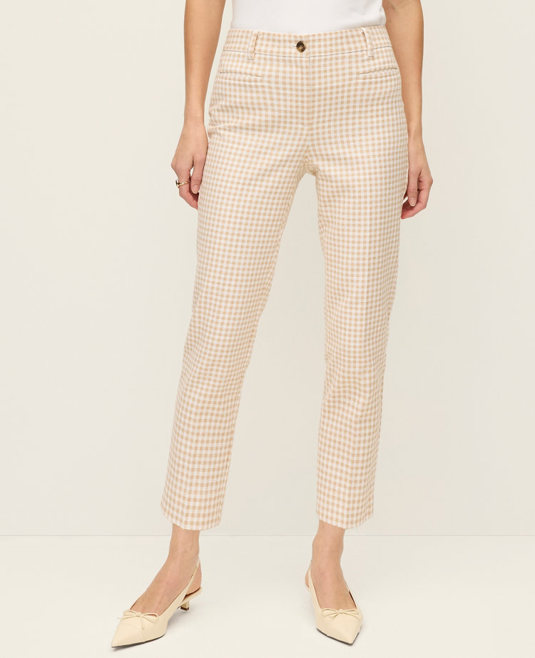 The Petite Cotton Crop Pant in Gingham — Curvy Fit