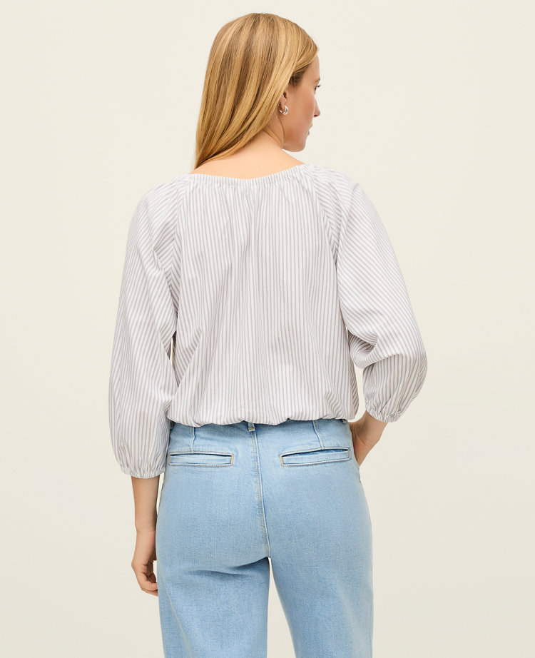 Petite Striped Bubble Hem Top