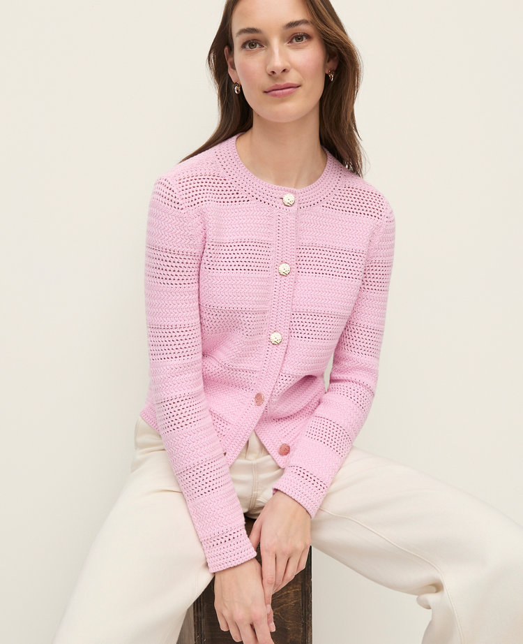 Ann Taylor Petite Mixed Stitch Sweater Jacket Women's