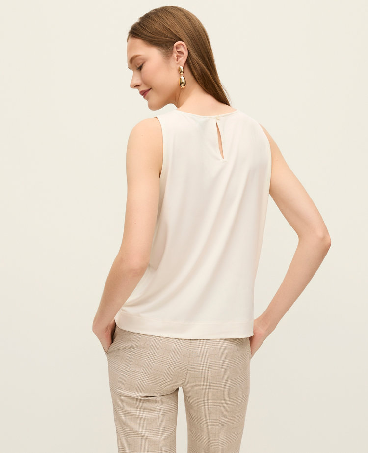 Mixed Media Gathered Sleeveless Top