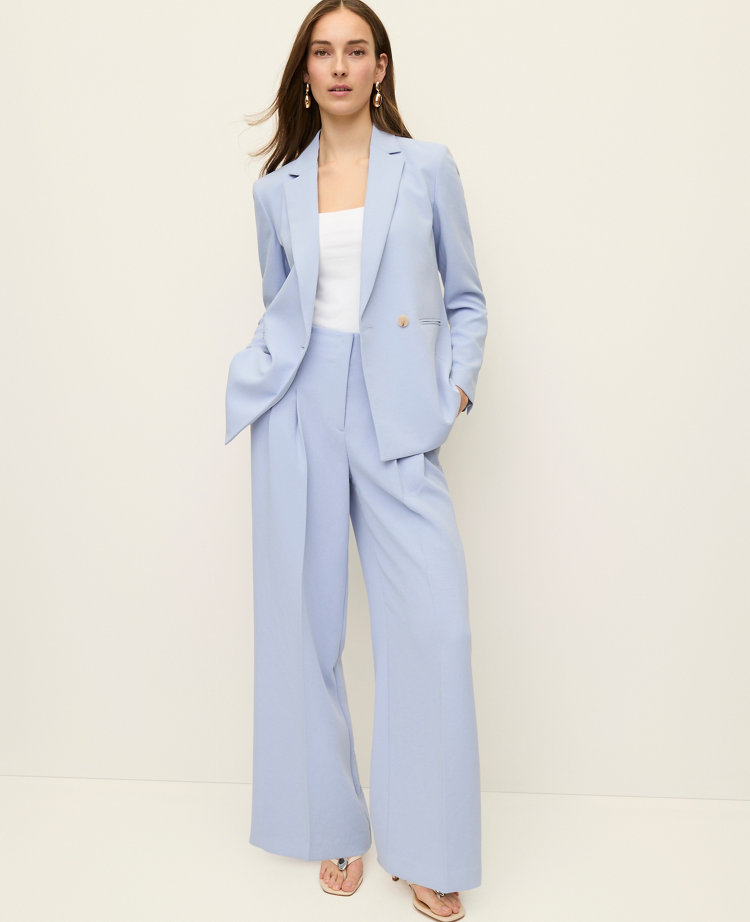 The Pleated Wide-Leg Pant in Textured Crepe