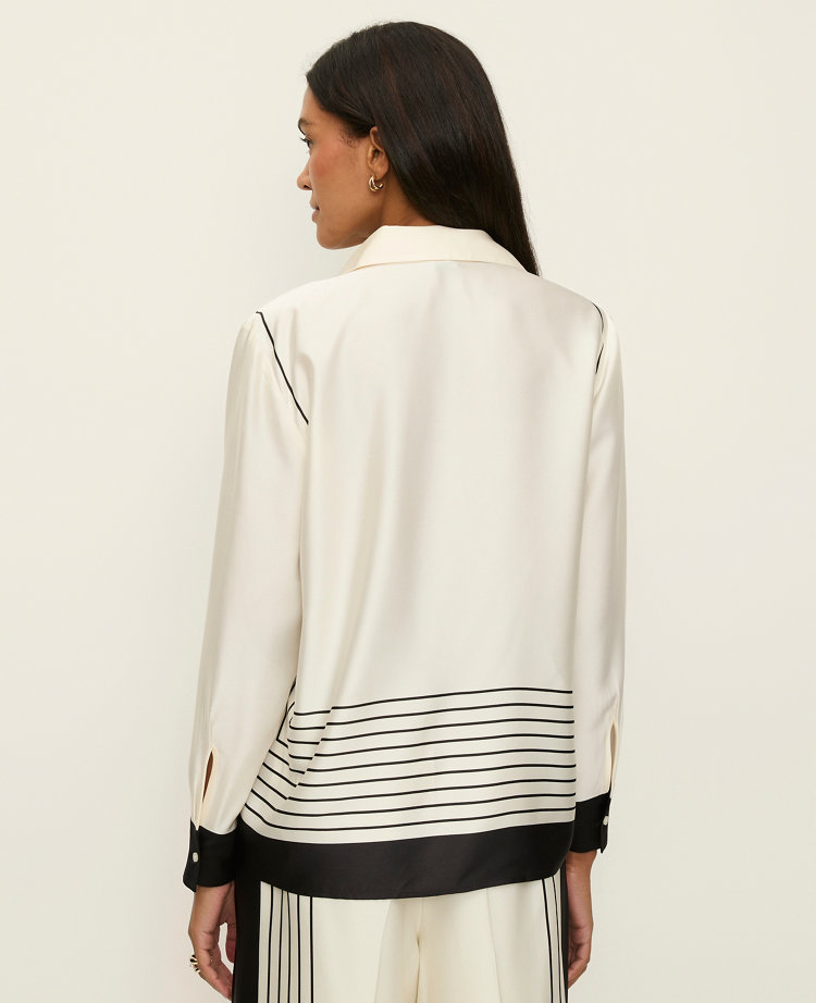 Petite Striped Satin Essential Shirt
