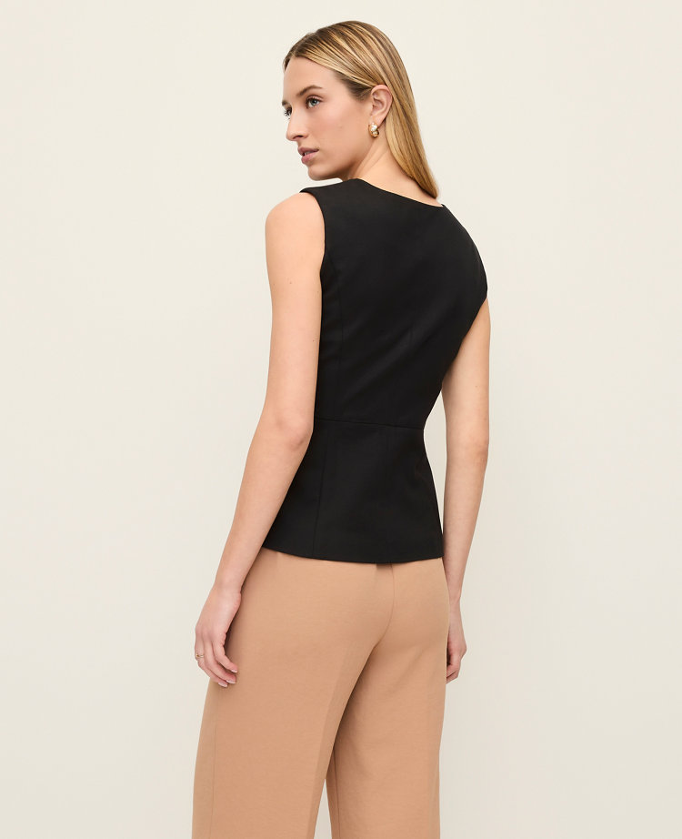 The V-Neck Peplum Vest in Seasonless Stretch
