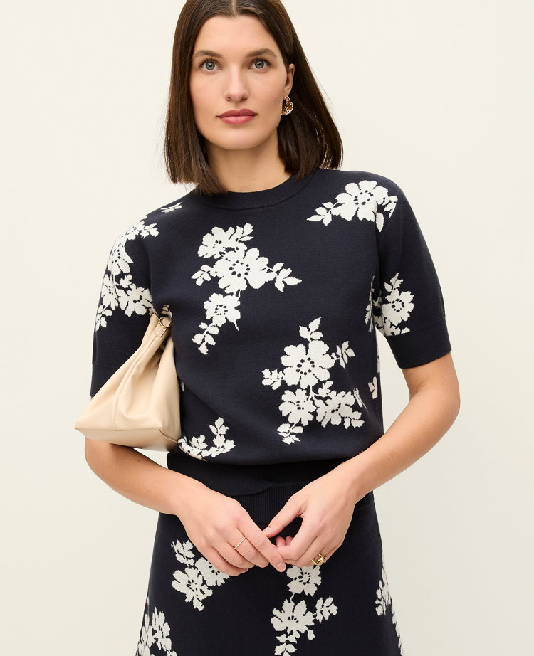 Petite Floral Jacquard Sweater Tee