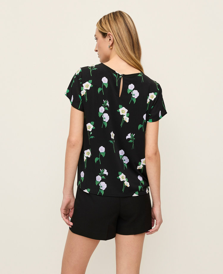 Floral Mixed Media Crew Neck Tee