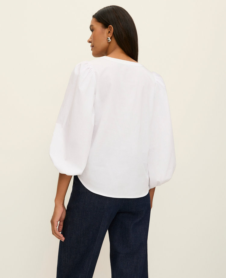 Petite Gathered V-Neck Blouse