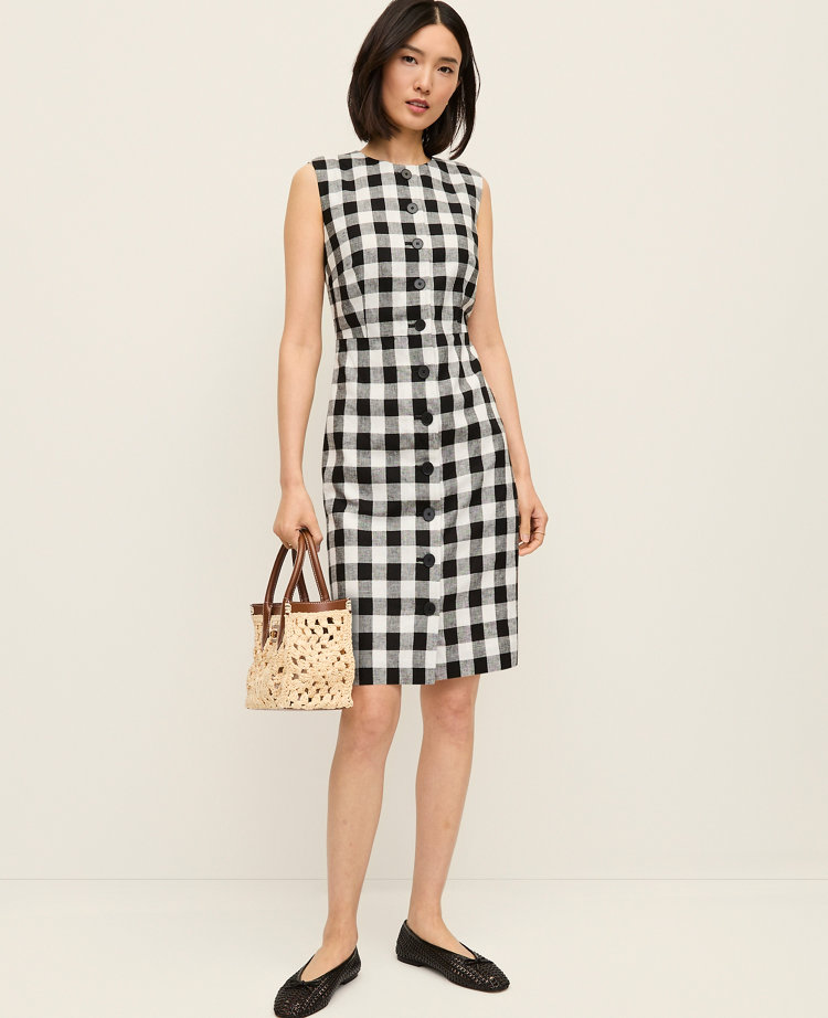 Gingham Column Midi Dress