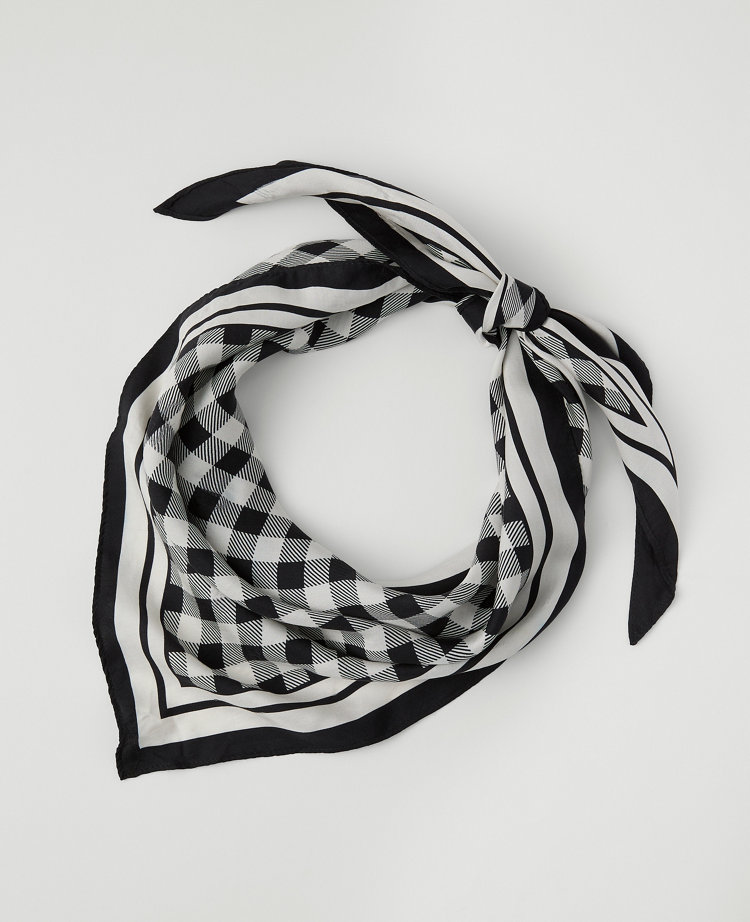 Gingham Silk Scarf