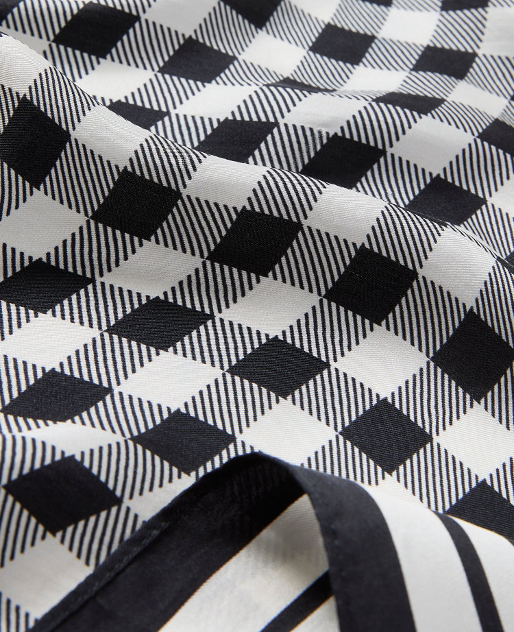 Gingham Silk Scarf