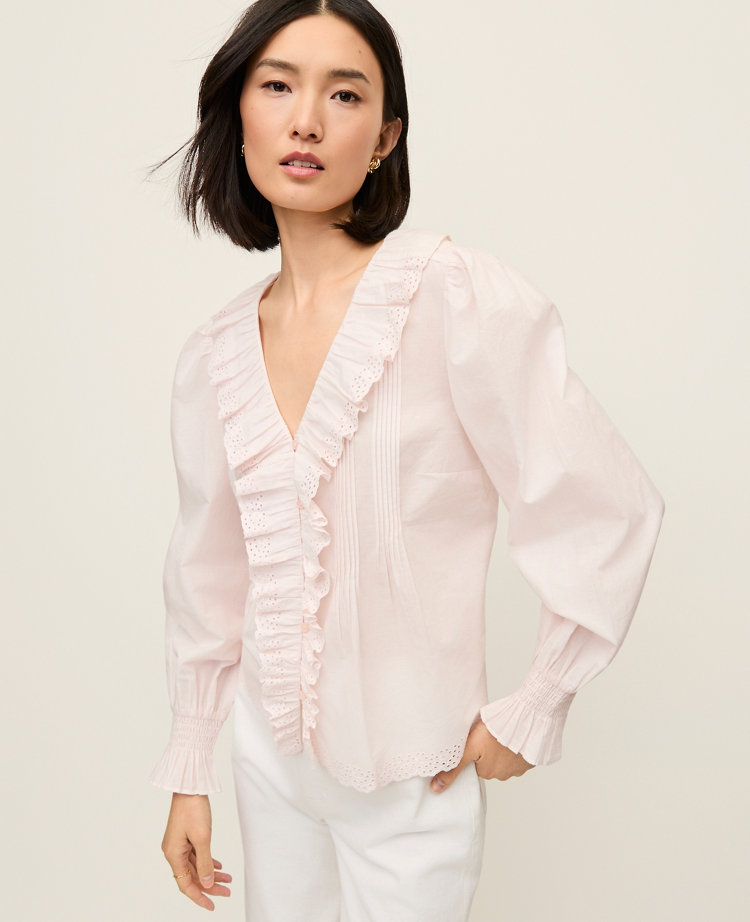 Petite Ruffle Trim Blouse