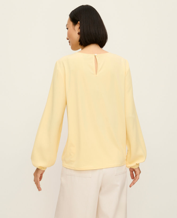 Pleated Front Mixed Media Blouse