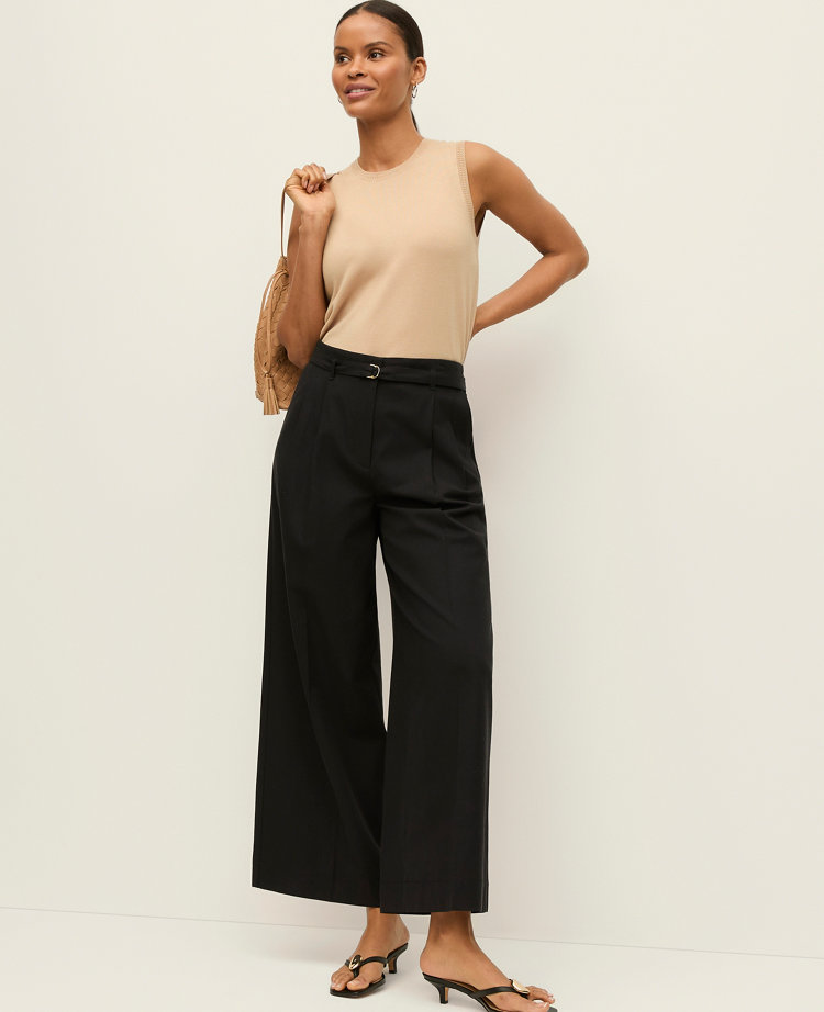The Petite Belted Wide-Leg Ankle Pant