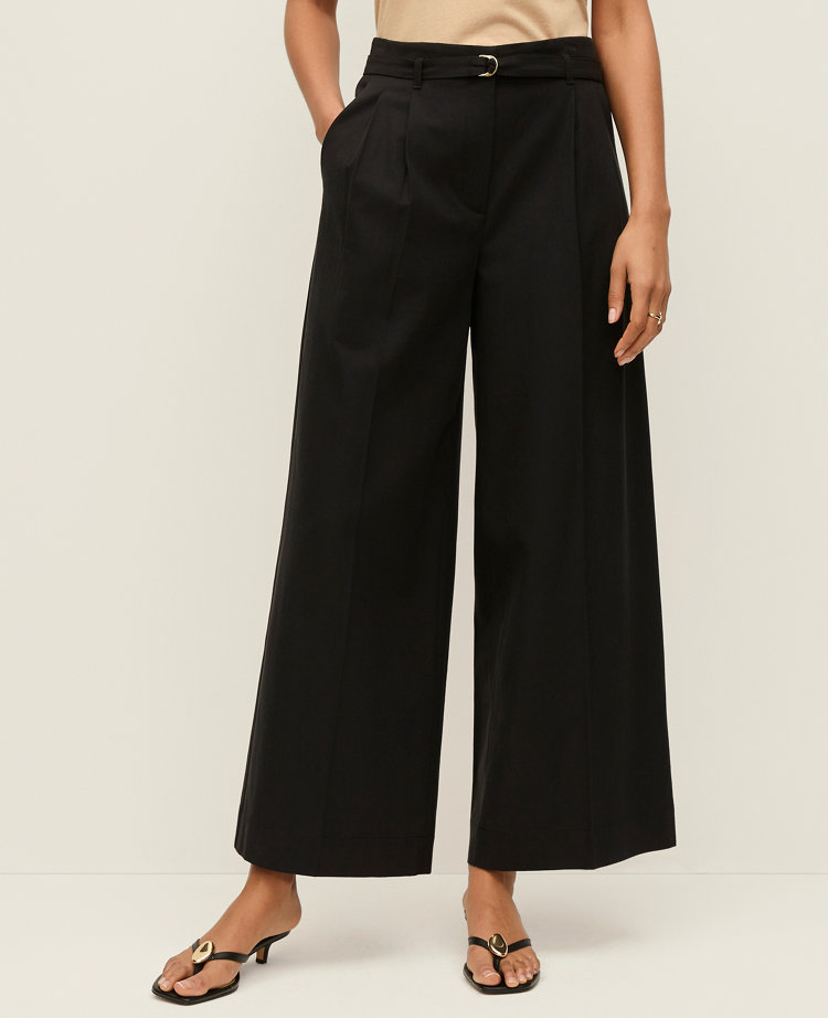 The Petite Belted Wide-Leg Ankle Pant