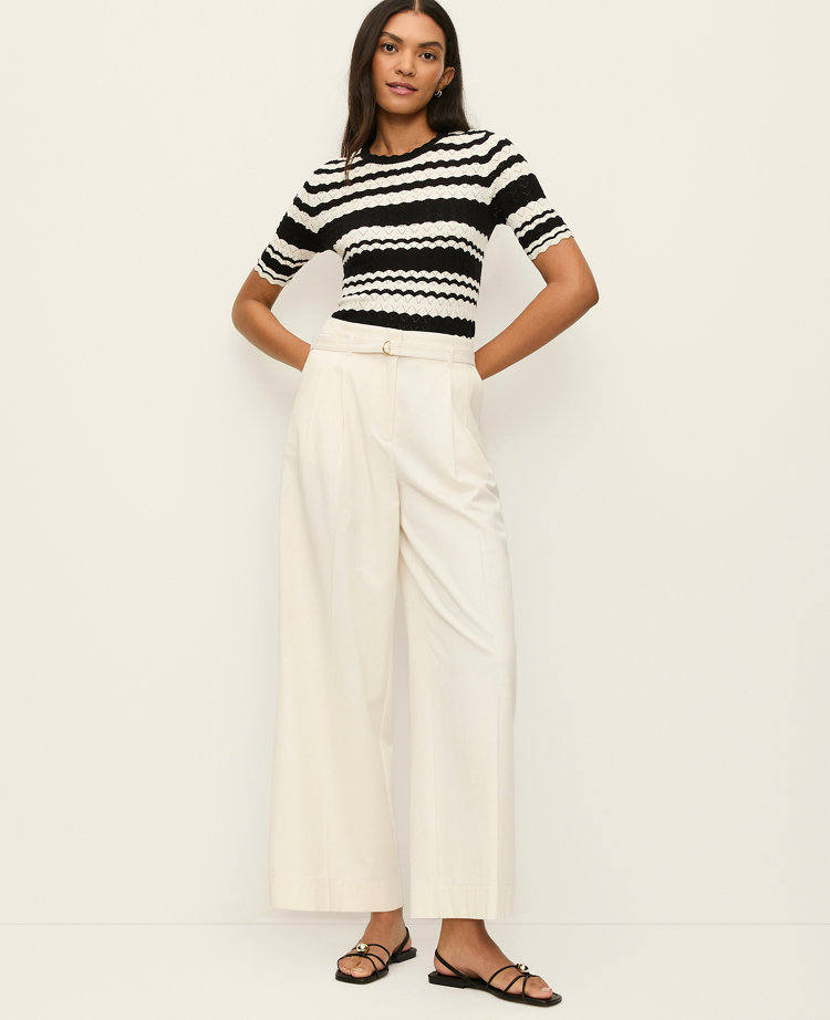 The Petite Belted Wide-Leg Ankle Pant